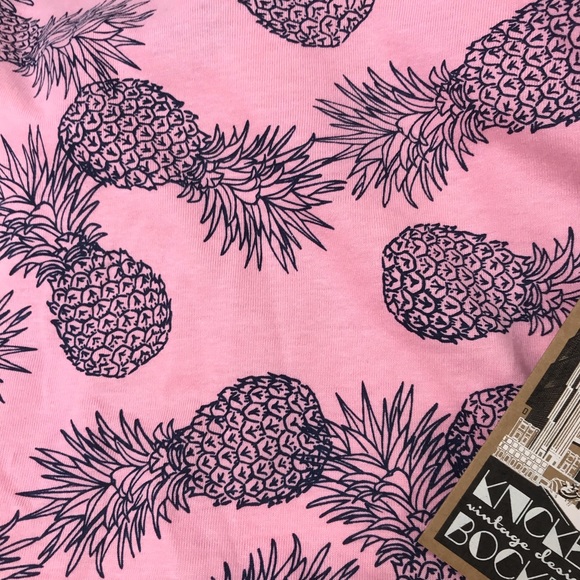 Knicker Bocker Pineapple Crew Neck Shirt Pink Navy Medium and Large - Picture 5 of 9